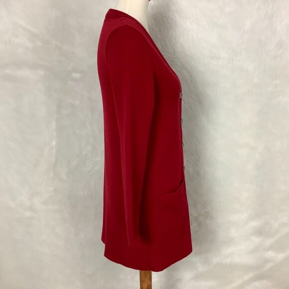 Saint James Red Wool Embossed Metal Buttons Long Sleeve Cardigan Sweater 10 - Picture 6 of 10